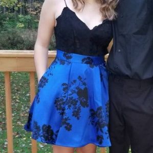 Royal blue and black formal dress